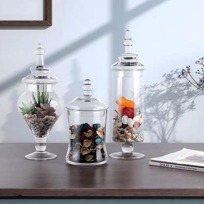 4-Piece Glass Storage Jar Set with Lids - Elegant Kitchen Containers