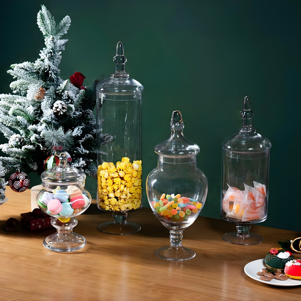 4-Piece Glass Storage Jar Set with Lids - Elegant Kitchen Containers