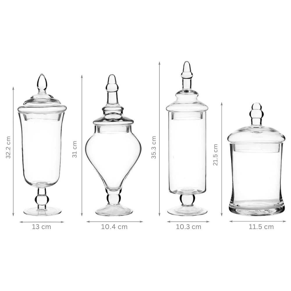 4-Piece Glass Storage Jar Set with Lids - Elegant Kitchen Containers