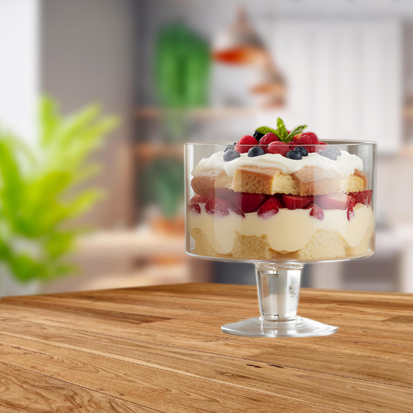 Large Clear Glass Trifle Bowl - Elegant Dessert & Serving Dish