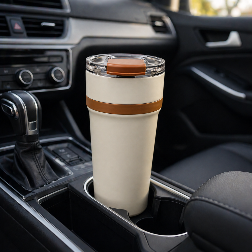 Double Wall Vacuum Tumbler Mug – Ceramic Coated Insulated Coffee Flask