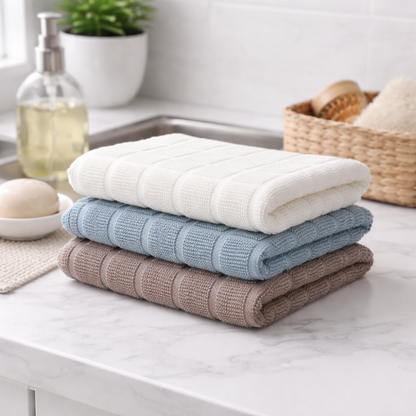Premium Waffle Weave Face Towel - 100% Cotton (500gsm) - 3 Pack
