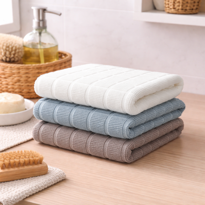 Premium Waffle Weave Face Towel - 100% Cotton (500gsm) - 3 Pack