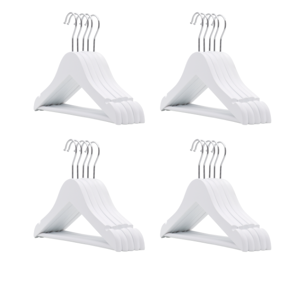 Kids White Wooden Hangers – 20-Pack Space-Saving Closet Organisers (32cm)