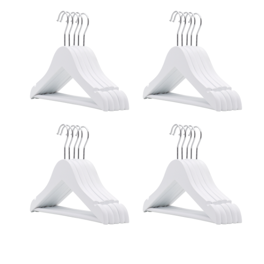 Kids White Wooden Hangers – 20-Pack Space-Saving Closet Organisers (32cm)