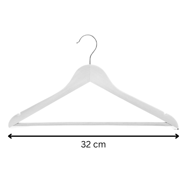 Kids White Wooden Hangers – 20-Pack Space-Saving Closet Organisers (32cm)