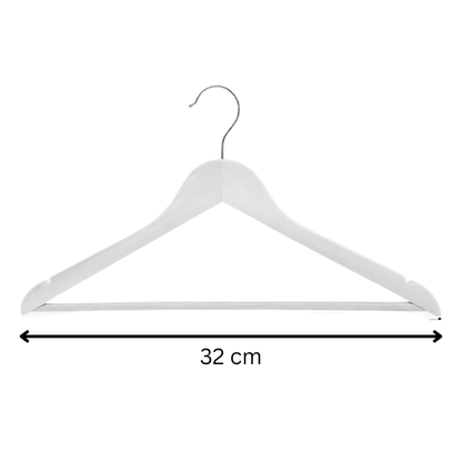 Kids White Wooden Hangers – 20-Pack Space-Saving Closet Organisers (32cm)