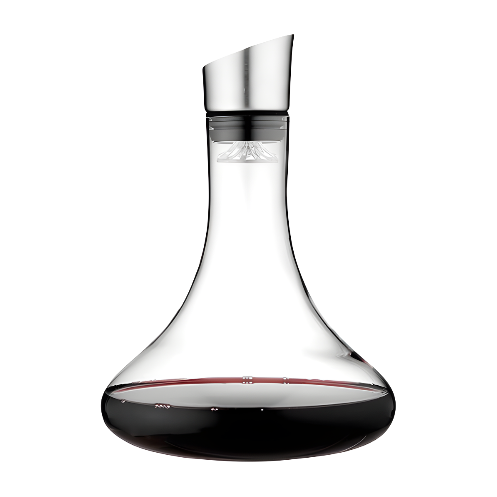 Premium Glass Wine Decanter with Stainless Steel Pourer - 1.9 L