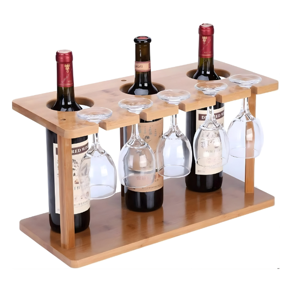 Wooden Wine Holder - Rustic Wine Rack for Bottles