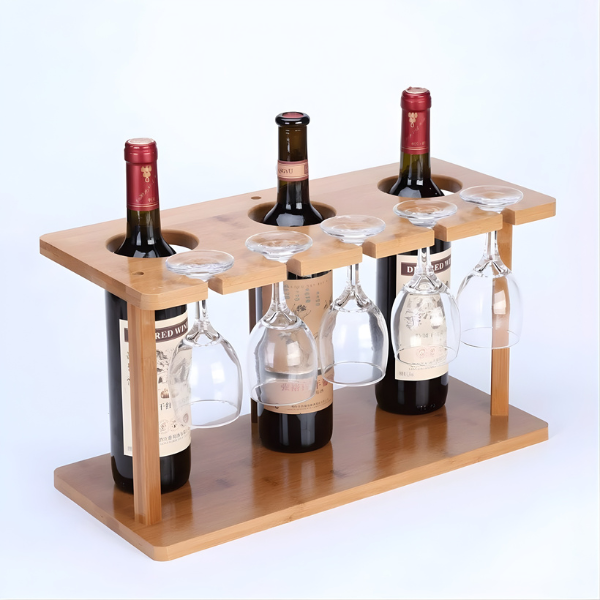 Wooden Wine Holder - Rustic Wine Rack for Bottles