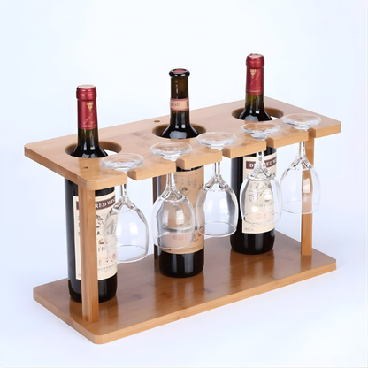 Wooden Wine Holder - Rustic Wine Rack for Bottles