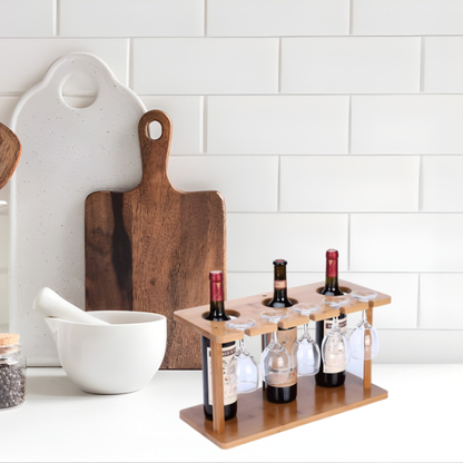 Wooden Wine Holder - Rustic Wine Rack for Bottles