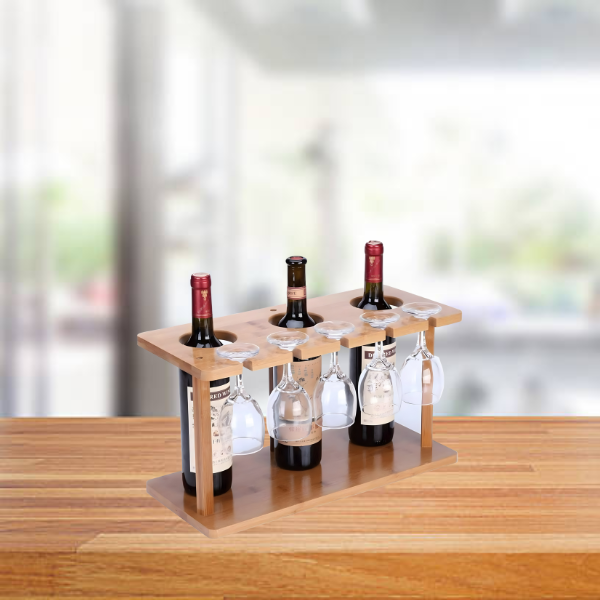 Wooden Wine Holder - Rustic Wine Rack for Bottles